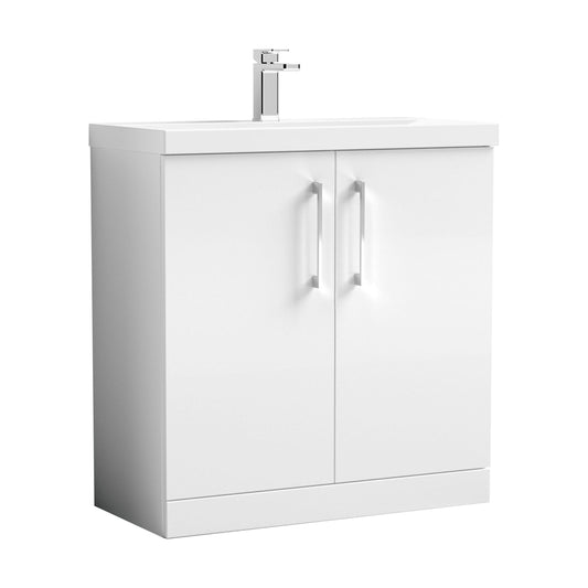[BFLE105D] Balterley  Modern Bathroom 2 Soft Close Door Thin-Edge Vanity Unit Basin, Gloss White, 800mm - Cutout