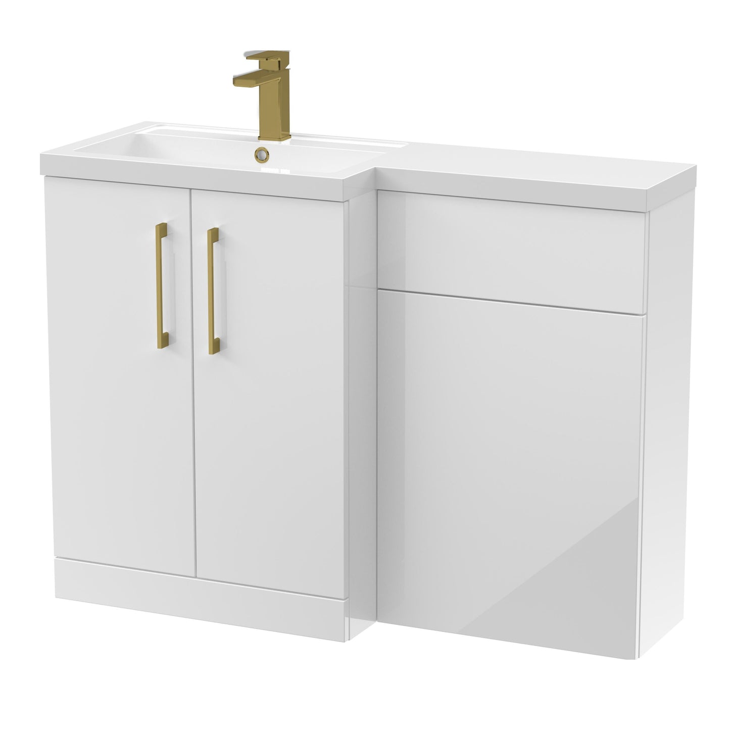 [BFLE111LH017] Bramshall Combination Vanity Unit with Basin & WC, Left Hand, 1100mm x 390mm - Choice of Colour and Handle Finish - Cutout