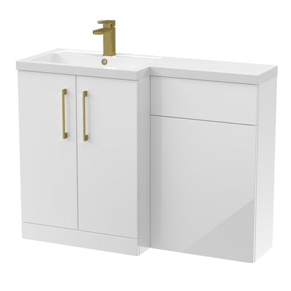 [BFLE111LH017] Bramshall Combination Vanity Unit with Basin & WC, Left Hand, 1100mm x 390mm - Choice of Colour and Handle Finish - Cutout