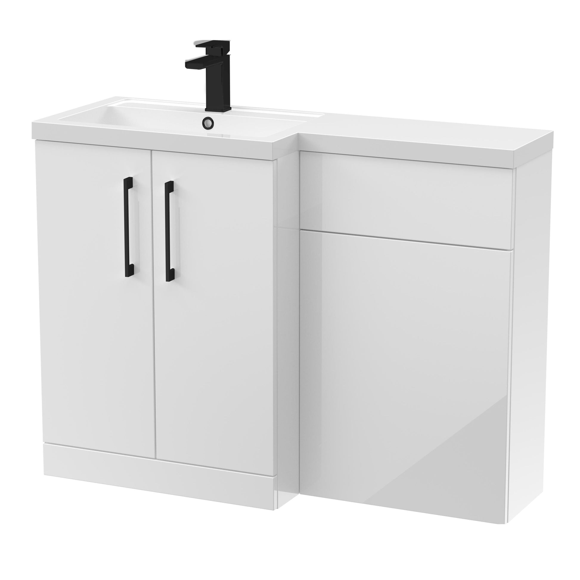 [BFLE111LH018] Bramshall Combination Vanity Unit with Basin & WC, Left Hand, 1100mm x 390mm - Choice of Colour and Handle Finish - Cutout