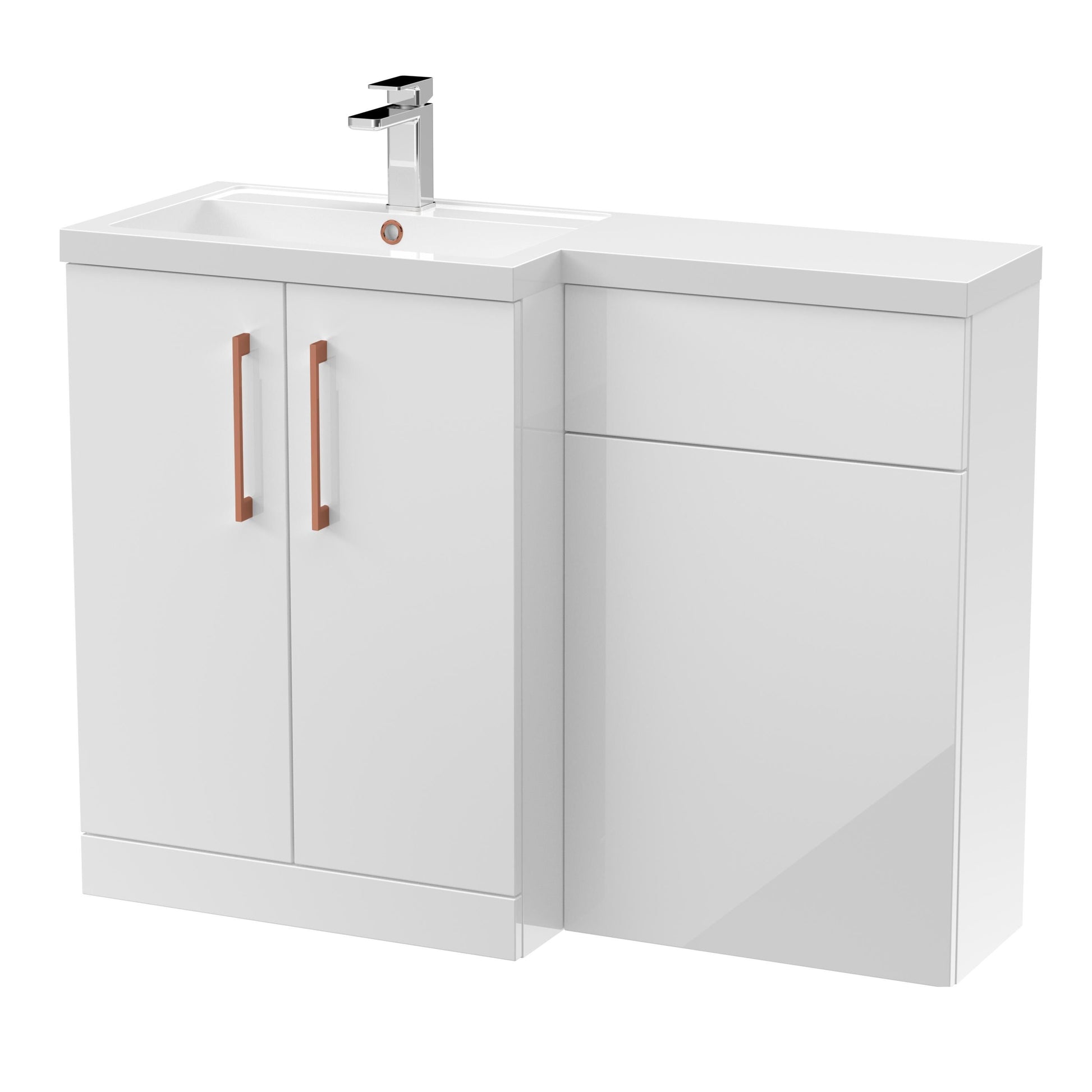 [BFLE111LH019] Bramshall Combination Vanity Unit with Basin & WC, Left Hand, 1100mm x 390mm - Choice of Colour and Handle Finish - Cutout