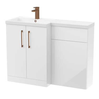 [BFLE111LH1516] Bramshall Combination Vanity Unit with Basin & WC, Left Hand, 1100mm x 390mm - Choice of Colour and Handle Finish - Cutout