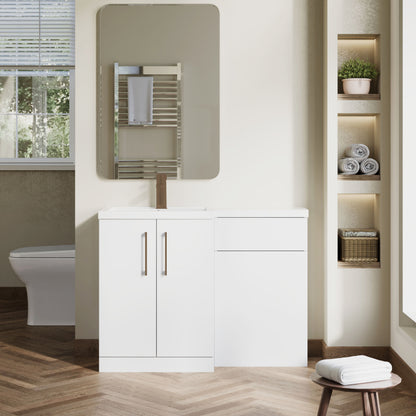 [BFLE111LH1516] Bramshall Combination Vanity Unit with Basin & WC, Left Hand, 1100mm x 390mm - Choice of Colour and Handle Finish - Lifestyle 1