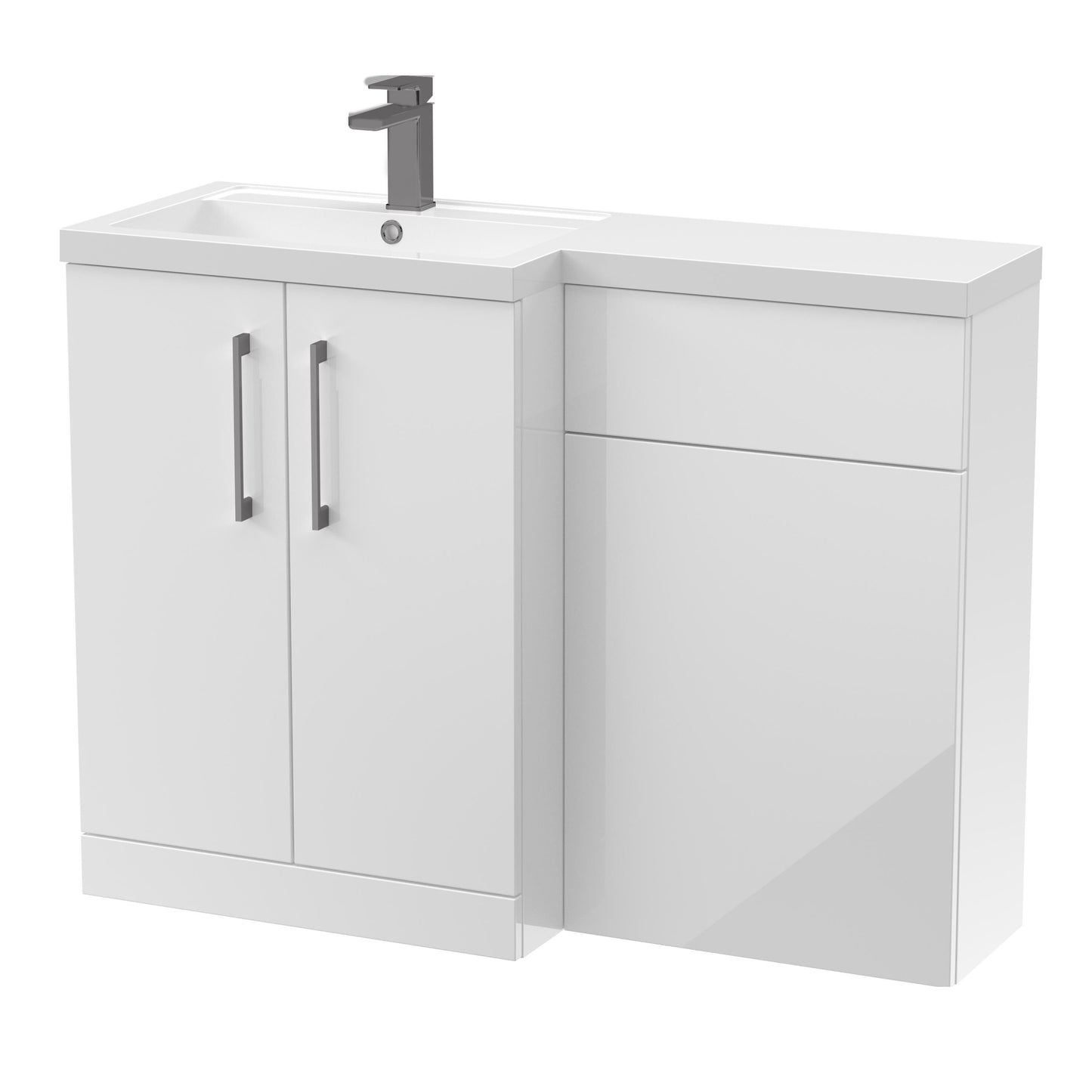 [BFLE111LH716] Bramshall Combination Vanity Unit with Basin & WC, Left Hand, 1100mm x 390mm - Choice of Colour and Handle Finish - Cutout