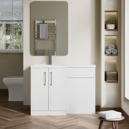 [BFLE111LH716] Bramshall Combination Vanity Unit with Basin & WC, Left Hand, 1100mm x 390mm - Choice of Colour and Handle Finish - Lifestyle 1