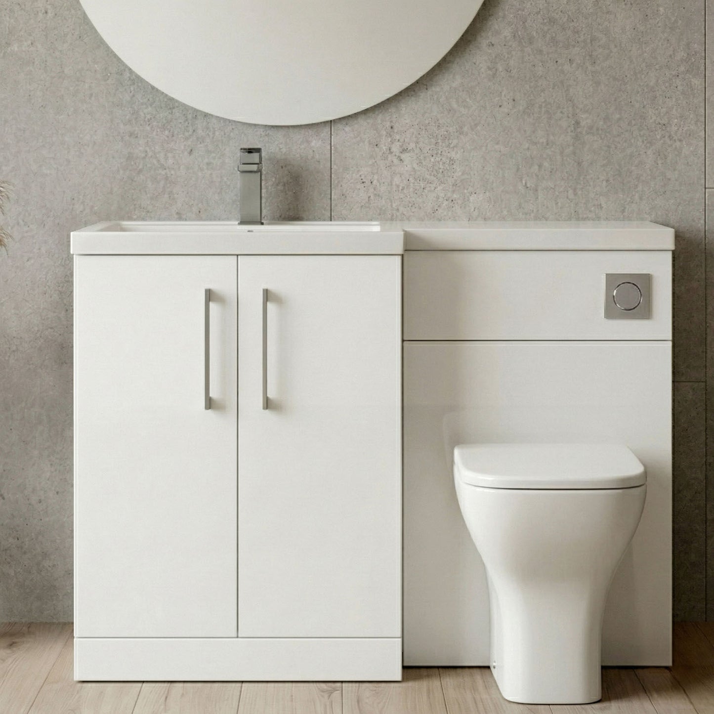 [BFLE111LH716] Bramshall Combination Vanity Unit with Basin & WC, Left Hand, 1100mm x 390mm - Choice of Colour and Handle Finish - Silo