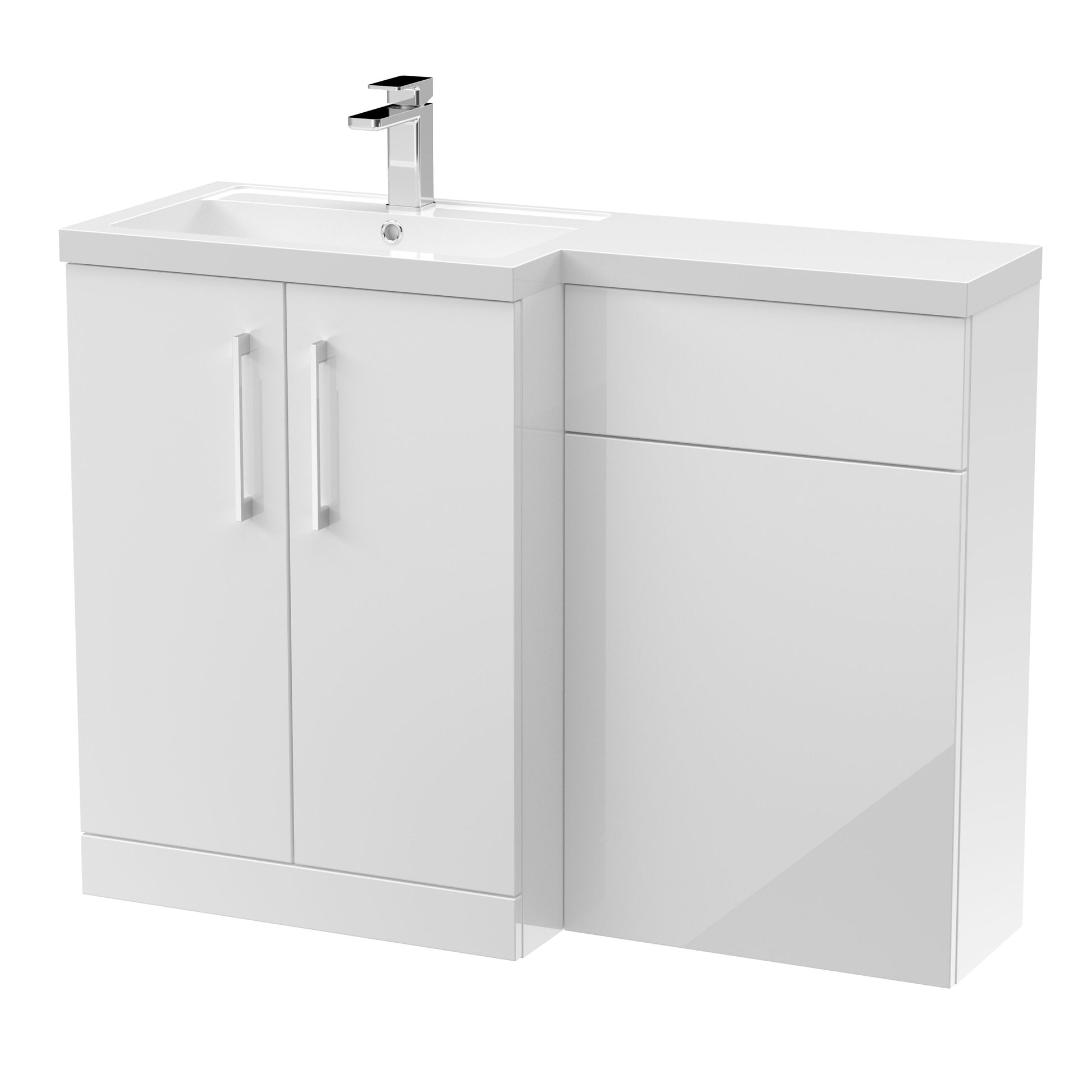 [BFLE111L] Bramshall Combination Vanity Unit with Basin & WC, Left Hand, 1100mm x 390mm - Choice of Colour and Handle Finish - Cutout