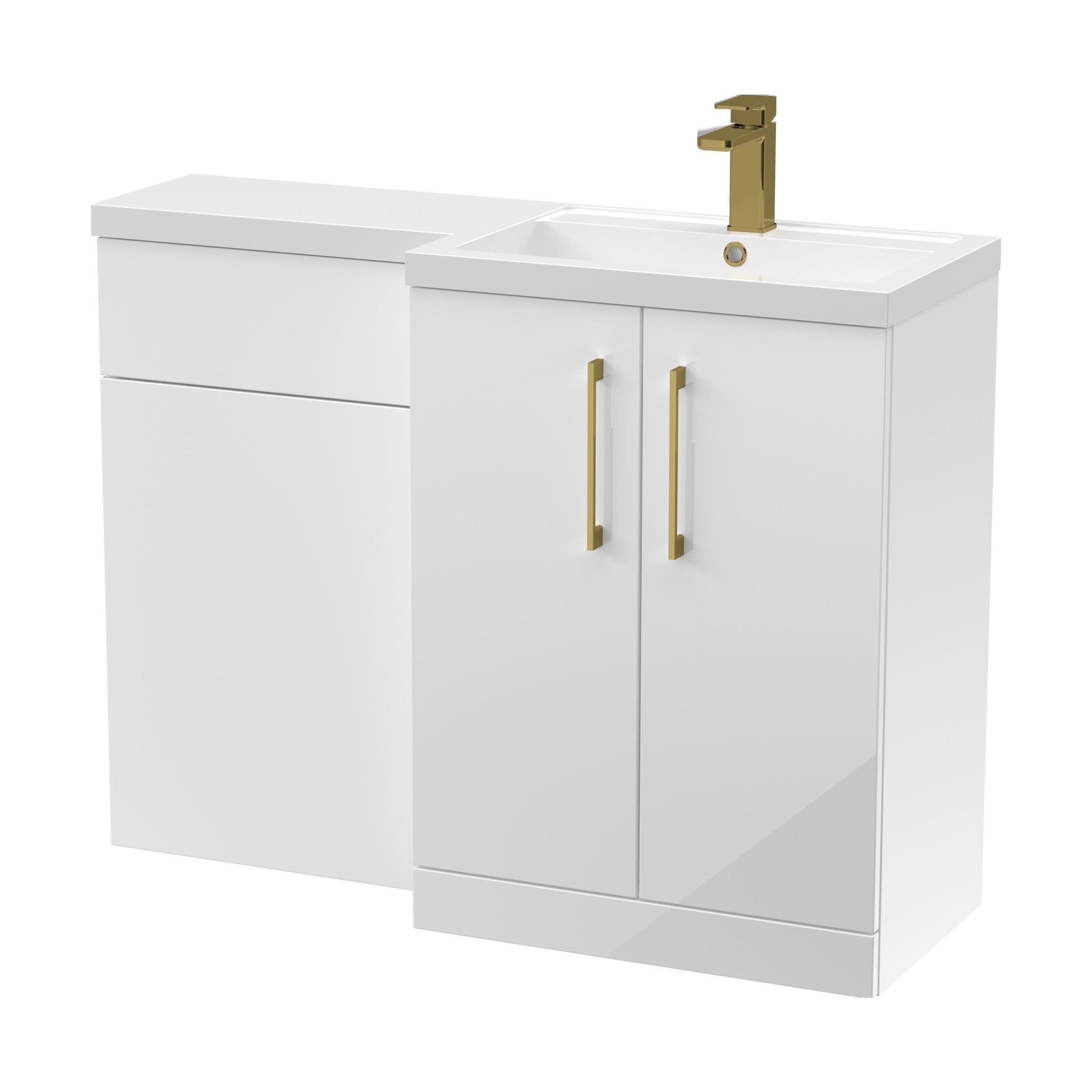 [BFLE111RH017] Bramshall Combination Vanity Unit with Basin & WC, Right Hand, 1100mm x 390mm - Choice of Colour and Handle Finish - Cutout