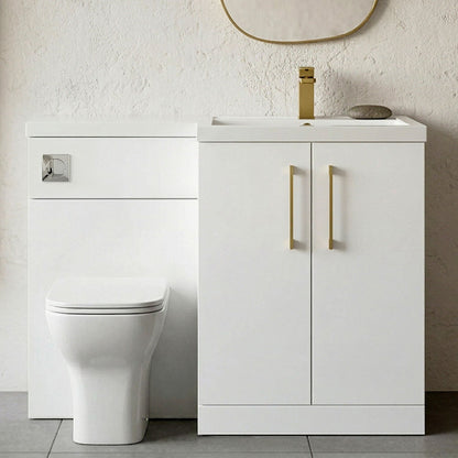 [BFLE111RH017] Bramshall Combination Vanity Unit with Basin & WC, Right Hand, 1100mm x 390mm - Choice of Colour and Handle Finish - Silo