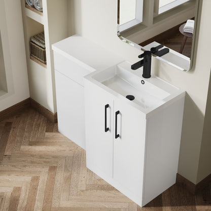 [BFLE111RH018] Bramshall Combination Vanity Unit with Basin & WC, Right Hand, 1100mm x 390mm - Choice of Colour and Handle Finish - Lifestyle 2