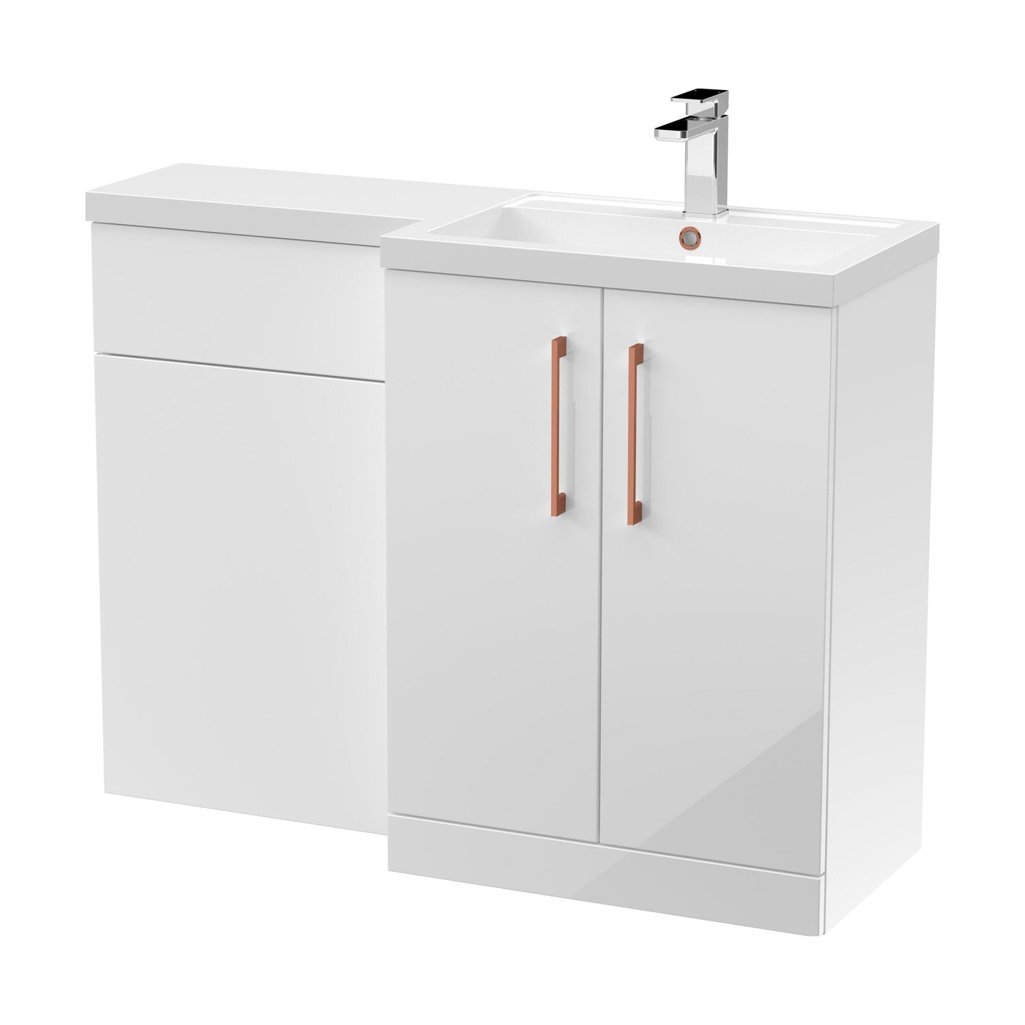 [BFLE111RH019] Bramshall Combination Vanity Unit with Basin & WC, Right Hand, 1100mm x 390mm - Choice of Colour and Handle Finish - Cutout
