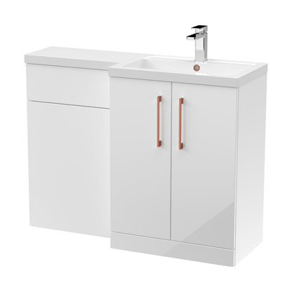[BFLE111RH019] Bramshall Combination Vanity Unit with Basin & WC, Right Hand, 1100mm x 390mm - Choice of Colour and Handle Finish - Cutout