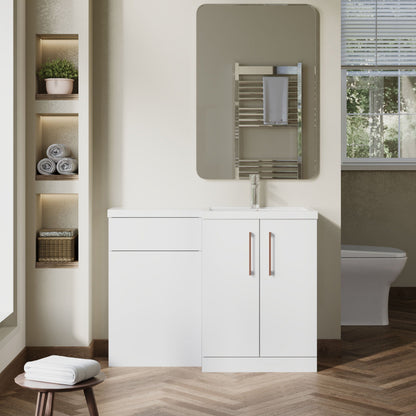 [BFLE111RH019] Bramshall Combination Vanity Unit with Basin & WC, Right Hand, 1100mm x 390mm - Choice of Colour and Handle Finish - Lifestyle 1