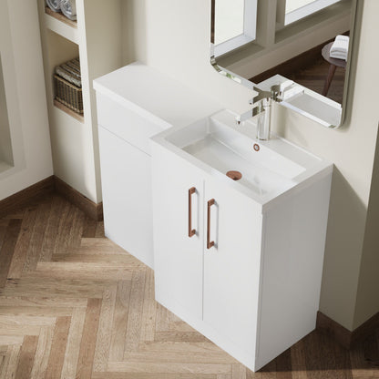 [BFLE111RH019] Bramshall Combination Vanity Unit with Basin & WC, Right Hand, 1100mm x 390mm - Choice of Colour and Handle Finish - Lifestyle 2