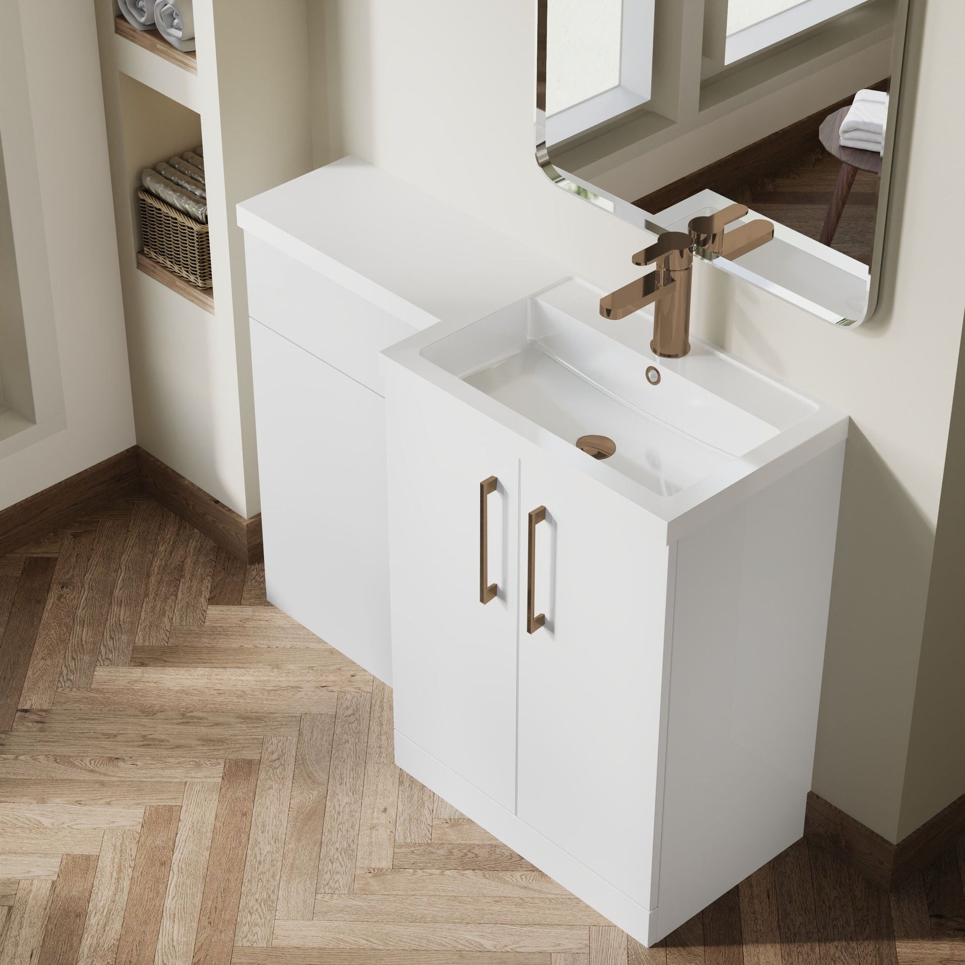 [BFLE111RH1516] Bramshall Combination Vanity Unit with Basin & WC, Right Hand, 1100mm x 390mm - Choice of Colour and Handle Finish - Lifestyle 2