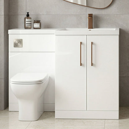 [BFLE111RH1516] Bramshall Combination Vanity Unit with Basin & WC, Right Hand, 1100mm x 390mm - Choice of Colour and Handle Finish - Silo