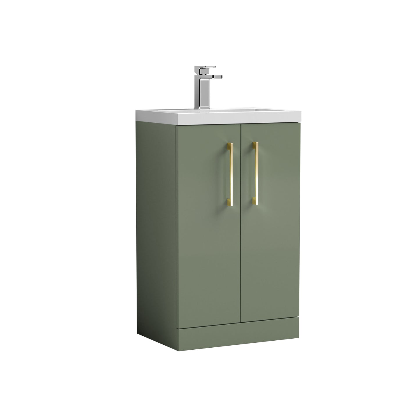[BFLE118H017] Bramshall Contemporary Compact Floor Standing Vanity Basin Unit with Polymarble Basin, 500mm, Choice of Colour and Handle Finish - Cutout