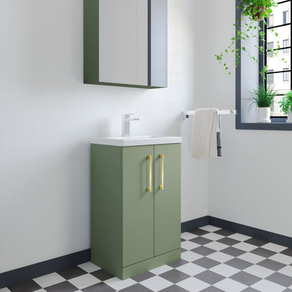 [BFLE118H017] Bramshall Contemporary Compact Floor Standing Vanity Basin Unit with Polymarble Basin, 500mm, Choice of Colour and Handle Finish - Lifestyle 3