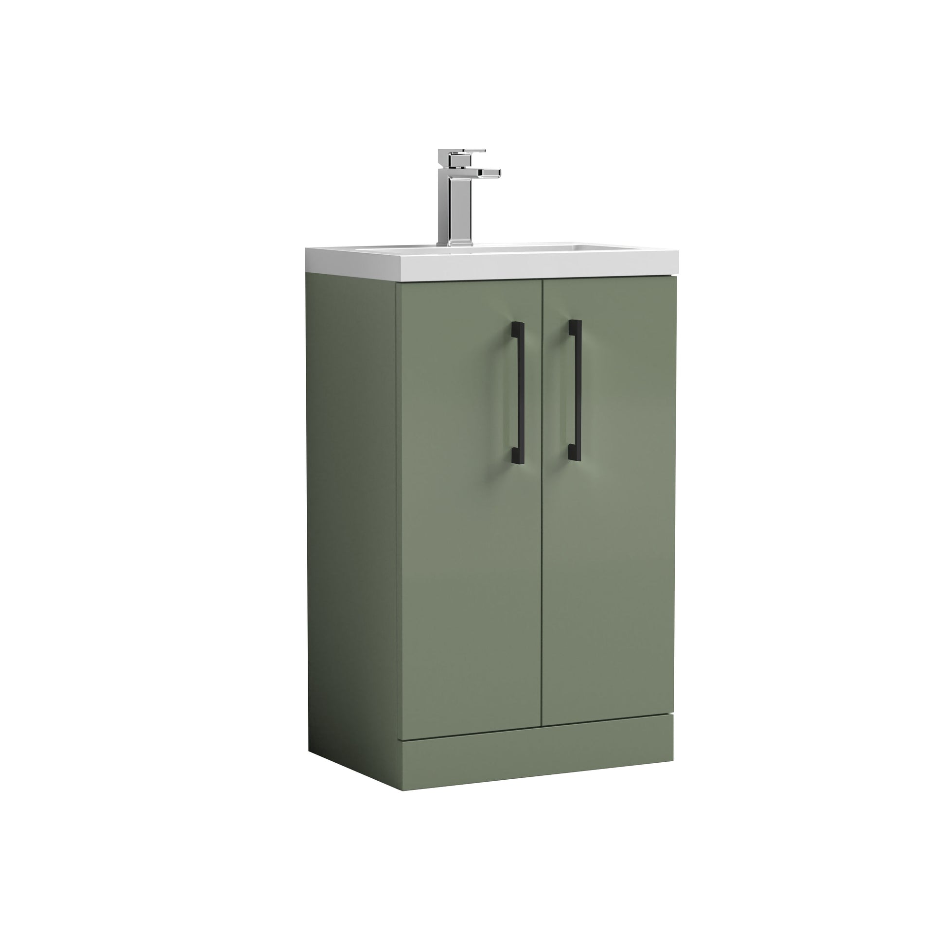 [BFLE118H018] Bramshall Contemporary Compact Floor Standing Vanity Basin Unit with Polymarble Basin, 500mm, Choice of Colour and Handle Finish - Cutout