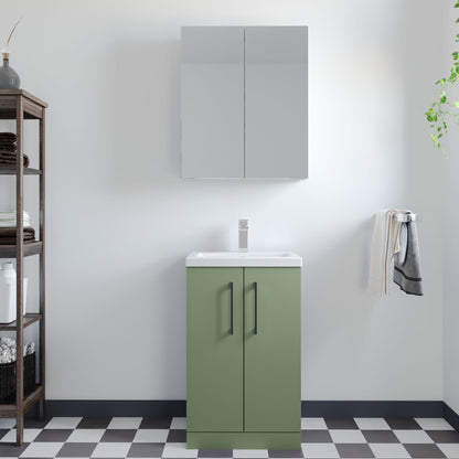 [BFLE118H018] Bramshall Contemporary Compact Floor Standing Vanity Basin Unit with Polymarble Basin, 500mm, Choice of Colour and Handle Finish - Lifestyle 1