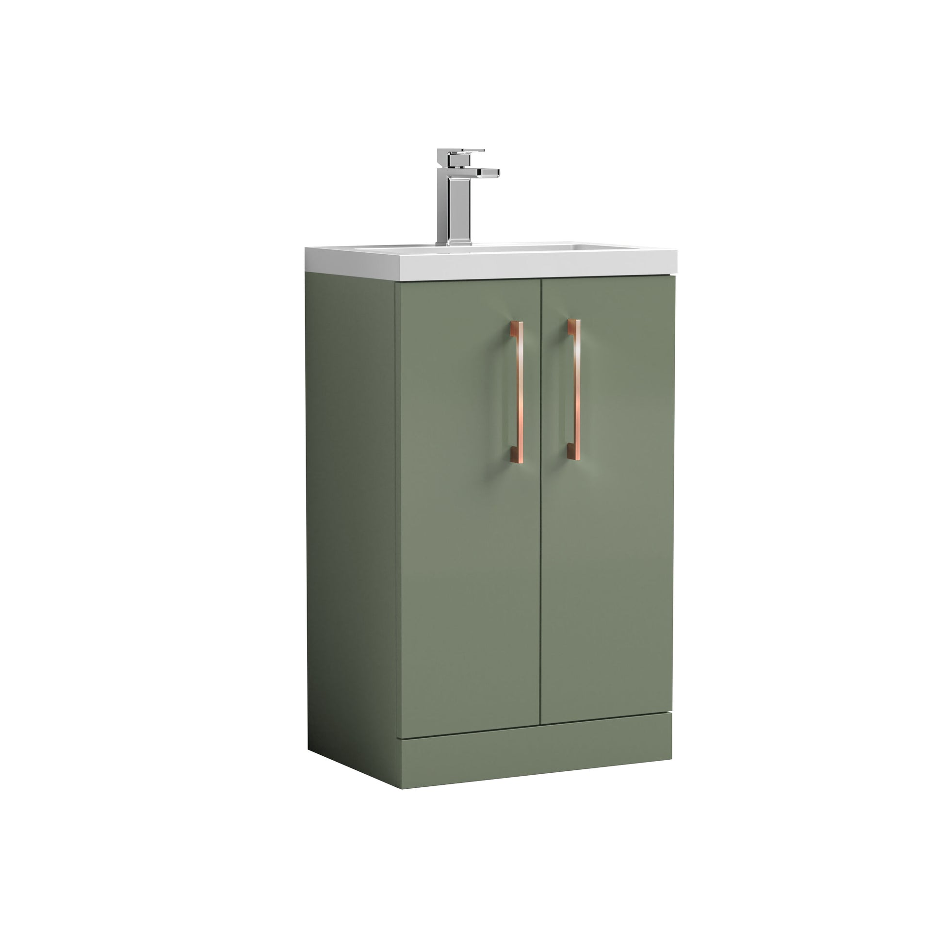 [BFLE118H019] Bramshall Contemporary Compact Floor Standing Vanity Basin Unit with Polymarble Basin, 500mm, Choice of Colour and Handle Finish - Cutout