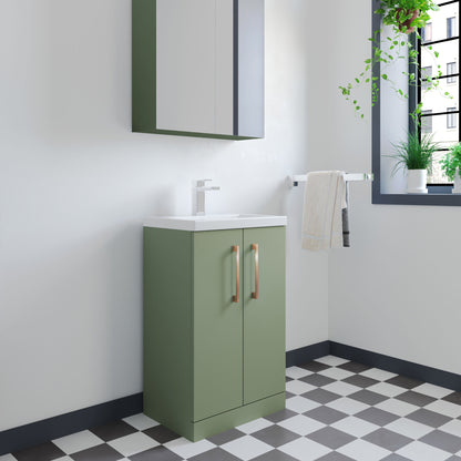[BFLE118H019] Bramshall Contemporary Compact Floor Standing Vanity Basin Unit with Polymarble Basin, 500mm, Choice of Colour and Handle Finish - Lifestyle 3