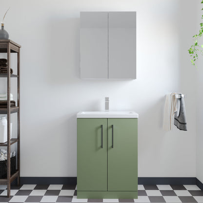 [BFLE119EH018] Bramshall Contemporary Compact Floor Standing Vanity Basin Unit with Ceramic Basin, 600mm, Choice of Colour and Handle Finish - Lifestyle 1