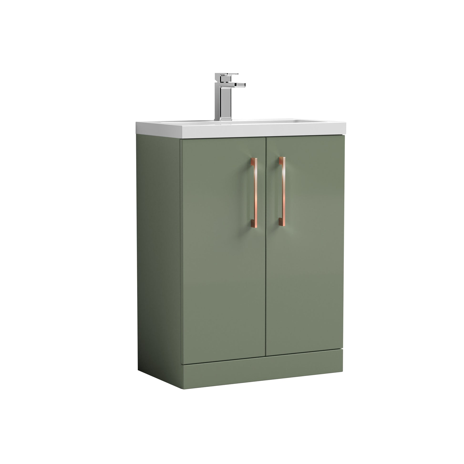 [BFLE119EH019] Bramshall Contemporary Compact Floor Standing Vanity Basin Unit with Ceramic Basin, 600mm, Choice of Colour and Handle Finish - Cutout