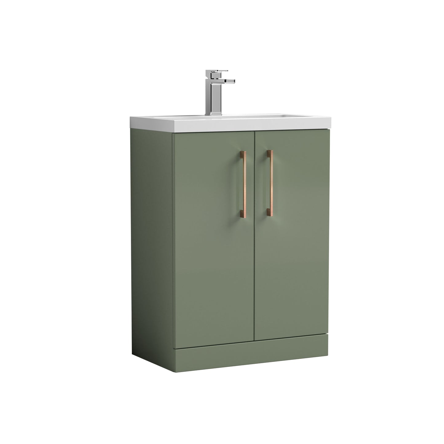 [BFLE119H1516] Bramshall Contemporary Compact Floor Standing Vanity Basin Unit with Polymarble Basin, 600mm, Choice of Colour and Handle Finish - Cutout