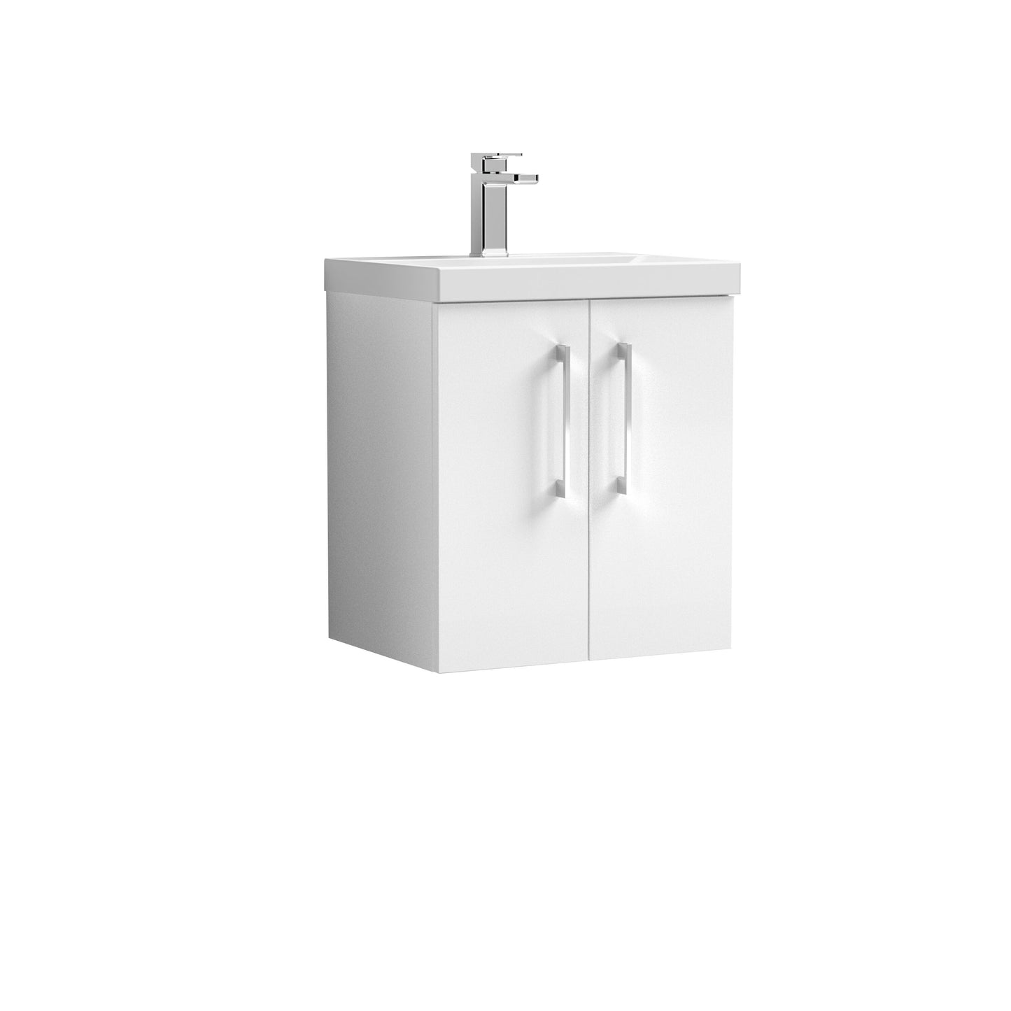 [BFLE121A] Bramshall Contemporary 2 Door Wall Hung Vanity Basin Unit with Mid-Edge Basin, Choice of Size and Colour - Cutout