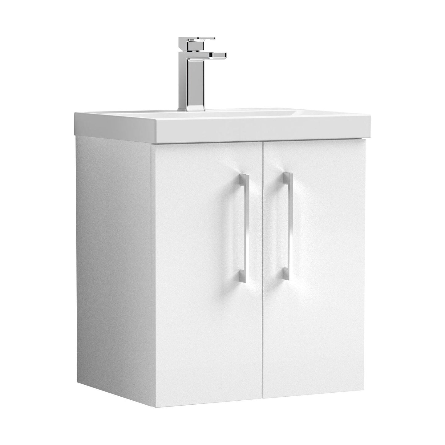 [BFLE121D] Balterley  Contemporary Bathroom 2 Soft Close Door & Thin-Edge Vanity Unit Basin, Gloss White, 500mm - Cutout