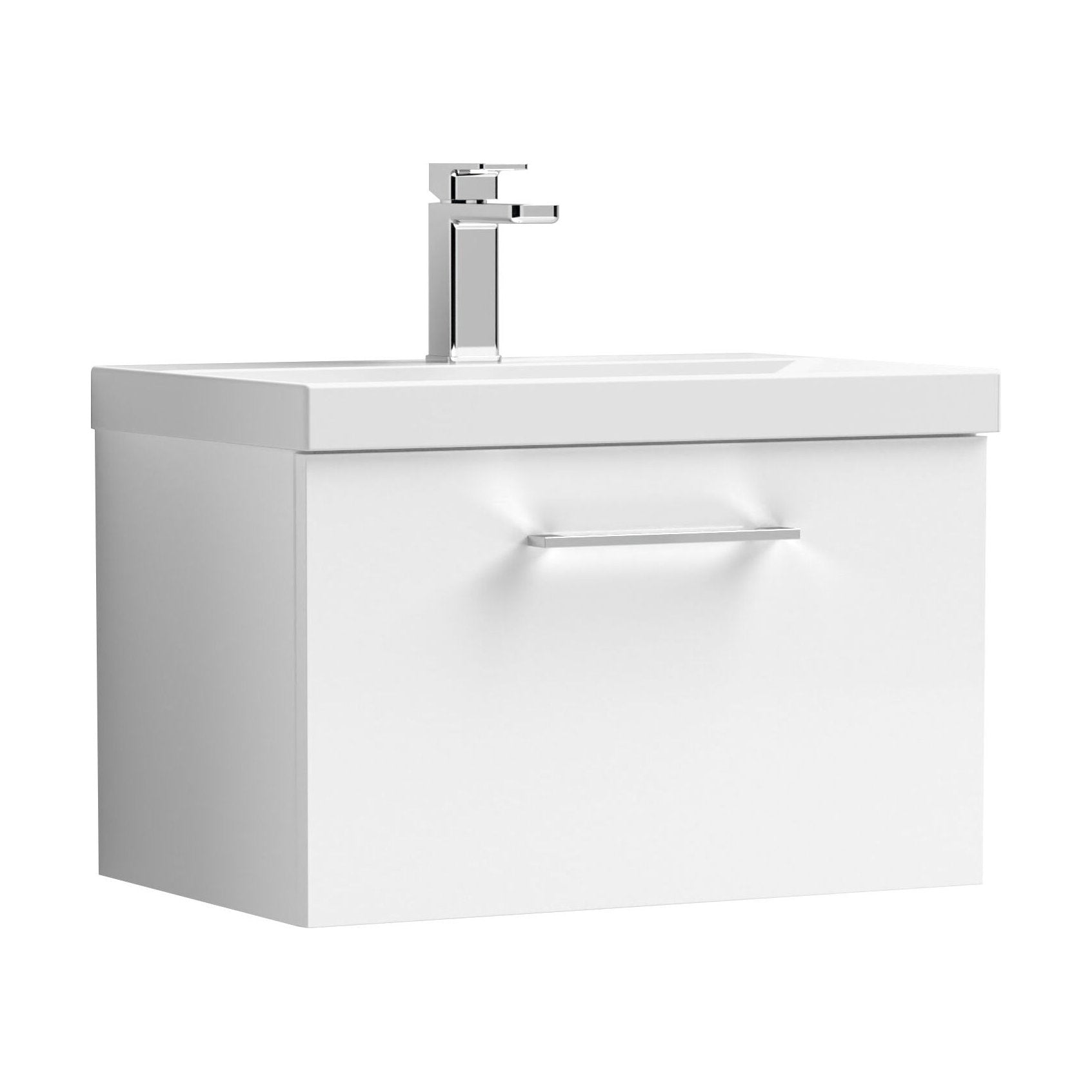 [BFLE122D] Balterley  Contemporary Bathroom 1 Soft Close Drawer & Thin-Edge Vanity Unit Basin, Gloss White, 600mm - Cutout