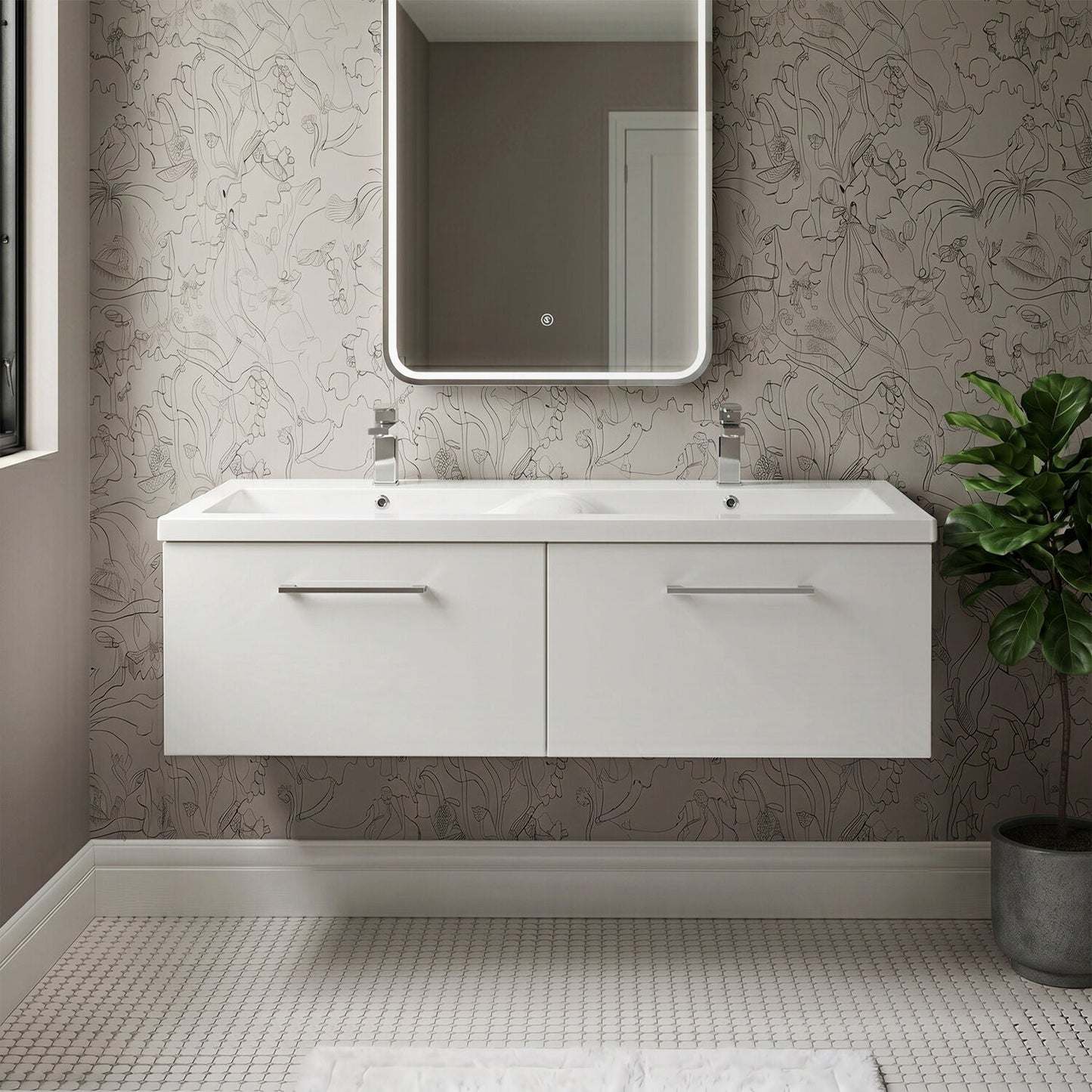 [BFLE122F2] Bramshall Wall Hung 2 Drawer Vanity Basin Unit - 1200mm - Choice of Colour and Basin Type - Silo