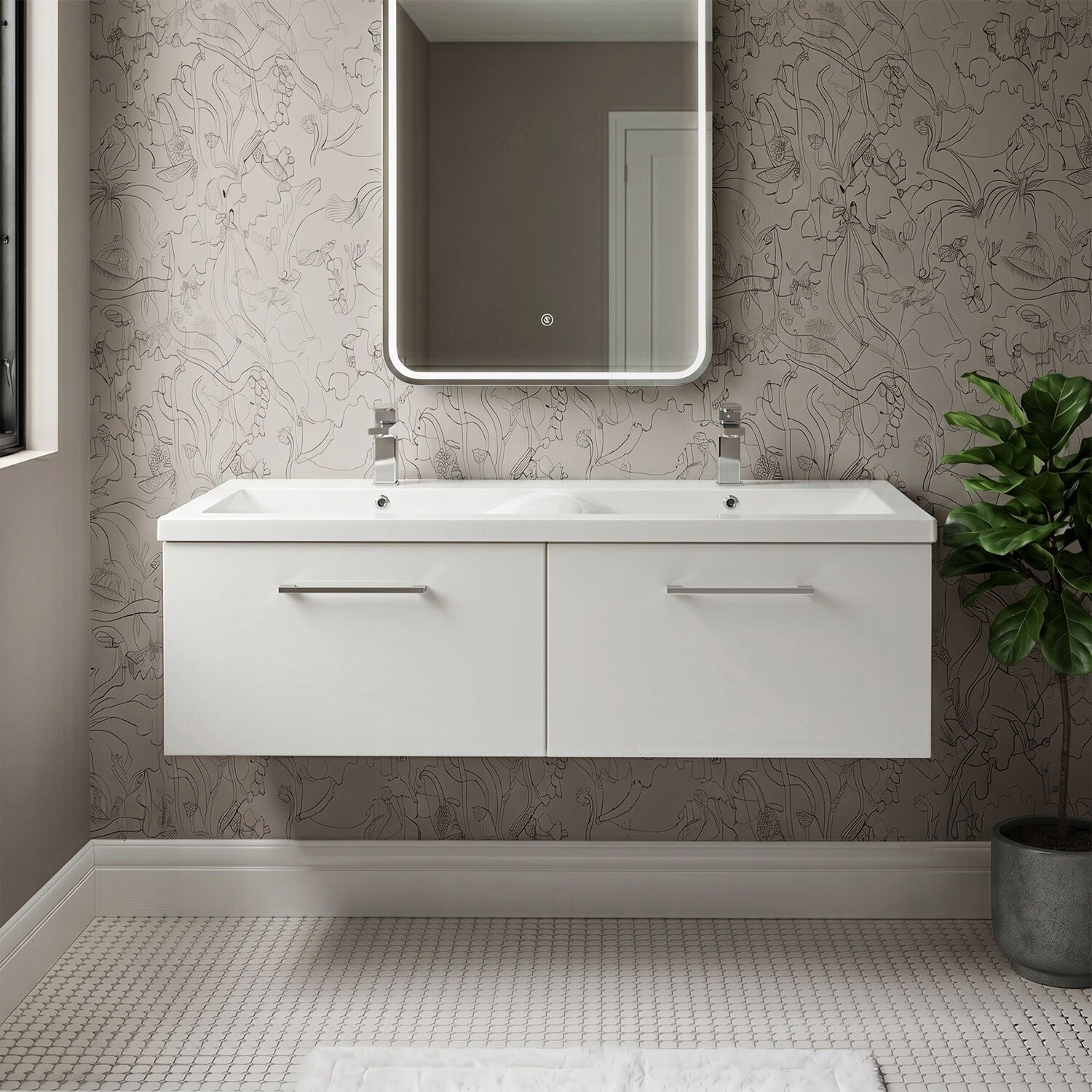[BFLE122F2] Bramshall Wall Hung 2 Drawer Vanity Basin Unit - 1200mm - Choice of Colour and Basin Type - Silo
