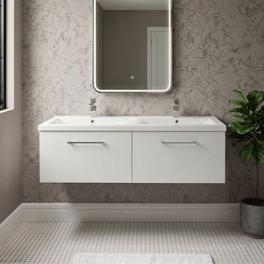 [BFLE122F2] Bramshall Wall Hung 2 Drawer Vanity Basin Unit - 1200mm - Choice of Colour and Basin Type - Silo