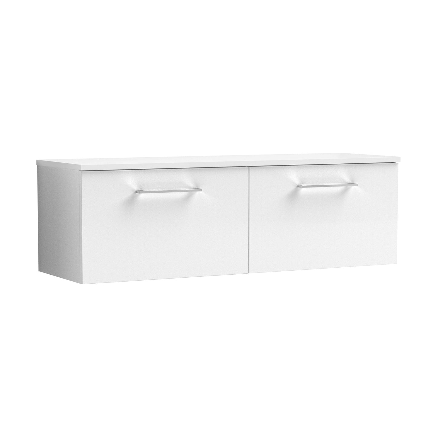 [BFLE122W2] Balterley Level 1200mm Wall Hung 2 Drawer Vanity Unit with Worktop Generous Bathroom Storage Solution - Gloss White - Cutout