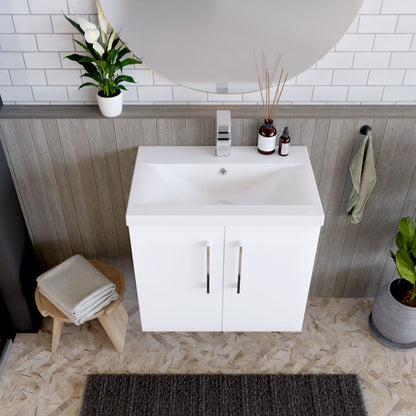 [BFLE123A] Bramshall Contemporary 2 Door Wall Hung Vanity Basin Unit with Mid-Edge Basin, Choice of Size and Colour - Lifestyle 2