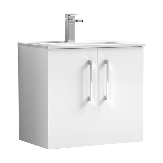 [BFLE123B] Balterley  Modern Bathroom 2 Soft Close Door & Minimalist Wall Hung Vanity Unit Basin, Gloss White, 440mm - Cutout