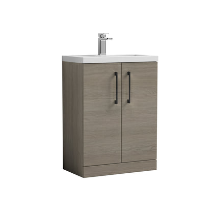 [BFLE123EH018] Bramshall Contemporary Compact Floor Standing Vanity Basin Unit with Ceramic Basin, 600mm, Choice of Colour and Handle Finish - Cutout
