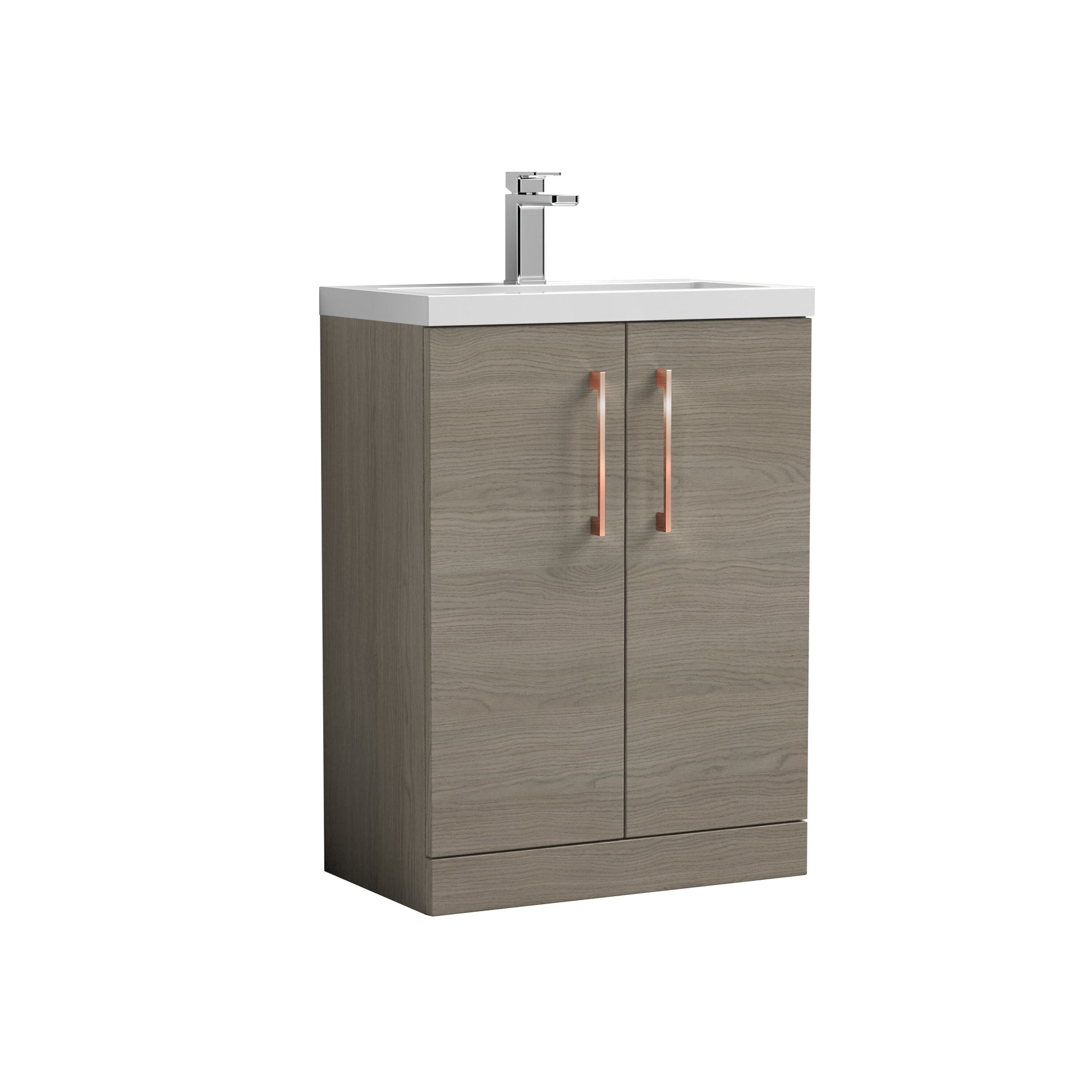 [BFLE123H019] Bramshall Contemporary Compact Floor Standing Vanity Basin Unit with Polymarble Basin, 600mm, Choice of Colour and Handle Finish - Cutout