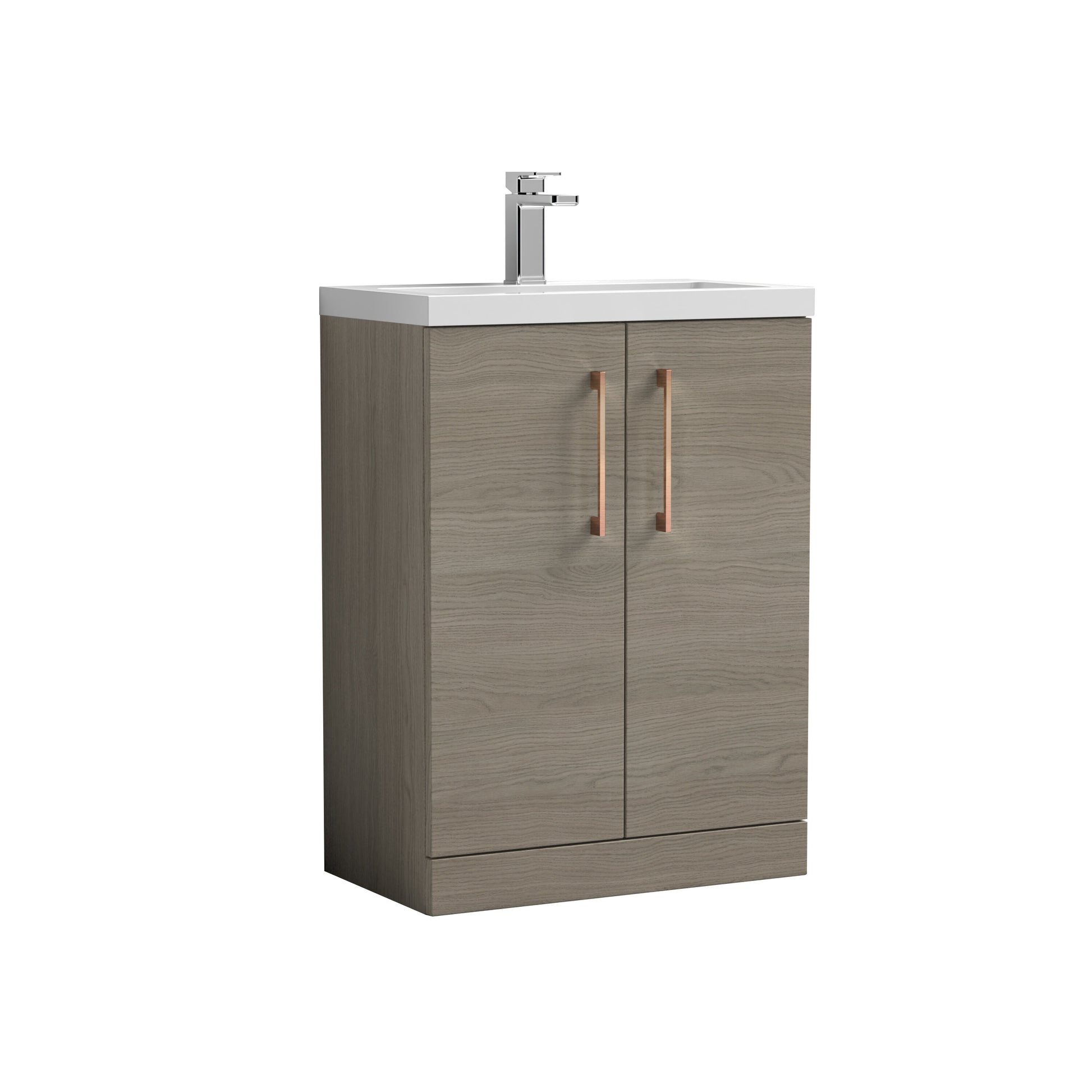 [BFLE123H1516] Bramshall Contemporary Compact Floor Standing Vanity Basin Unit with Polymarble Basin, 600mm, Choice of Colour and Handle Finish - Cutout