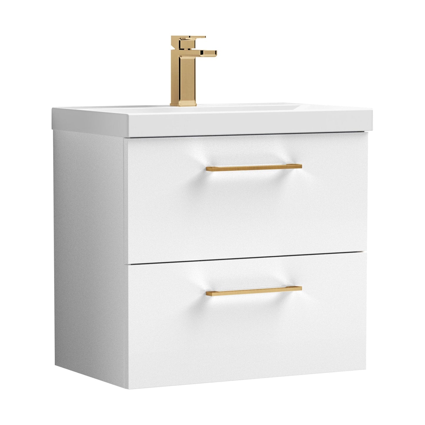 [BFLE124AH716] Bramshall Wall Hung 2 Drawer Vanity Unit with Mid-Edge Ceramic Basin - Choice of Colour, Handle Finish and Size - Cutout