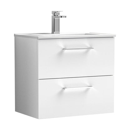 [BFLE124B] Balterley  Modern Bathroom 2 Soft Close Drawer & Minimalist Wall Hung Vanity Unit Basin, Gloss White, 440mm - Cutout