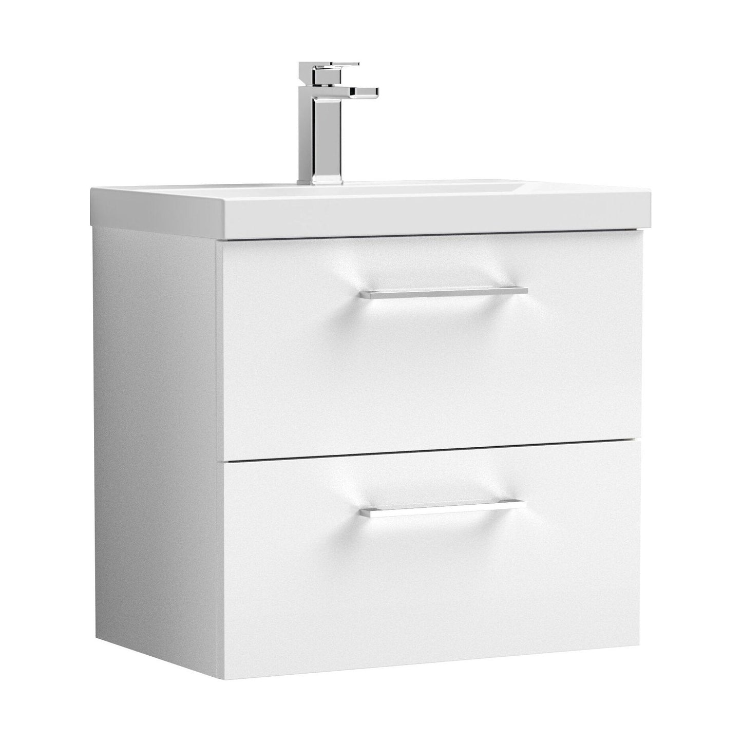 [BFLE124D] Balterley  Contemporary Bathroom 2 Soft Close Drawer & Thin-Edge Vanity Unit Basin, Gloss White, 600mm - Cutout
