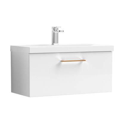 [BFLE125AH019] Bramshall Wall Hung 1 Drawer Vanity Unit with Mid-Edge Ceramic Basin - Choice of Colour, Handle Finish and Size - Cutout