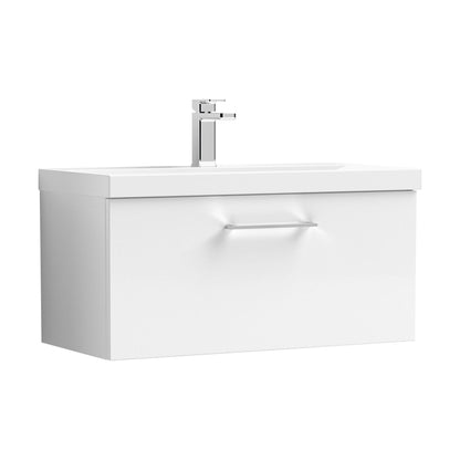 [BFLE125D] Balterley  Contemporary Bathroom 1 Soft Close Drawer & Thin-Edge Vanity Unit Basin, Gloss White, 800mm - Cutout