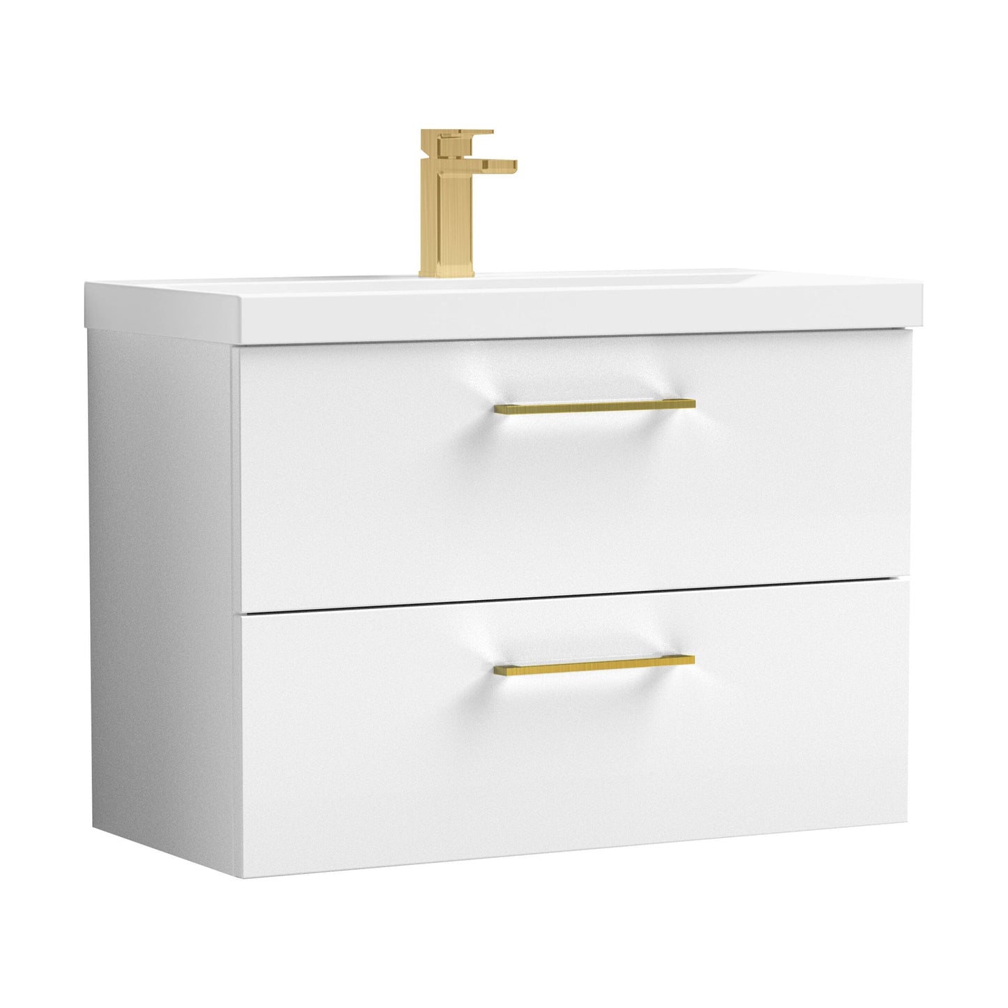 [BFLE126AH017] Bramshall Wall Hung 2 Drawer Vanity Unit with Mid-Edge Ceramic Basin - Choice of Colour, Handle Finish and Size - Cutout