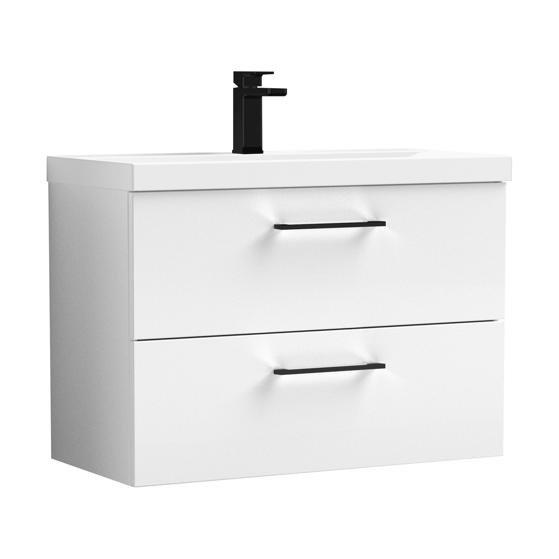 [BFLE126AH018] Bramshall Wall Hung 2 Drawer Vanity Unit with Mid-Edge Ceramic Basin - Choice of Colour, Handle Finish and Size - Cutout