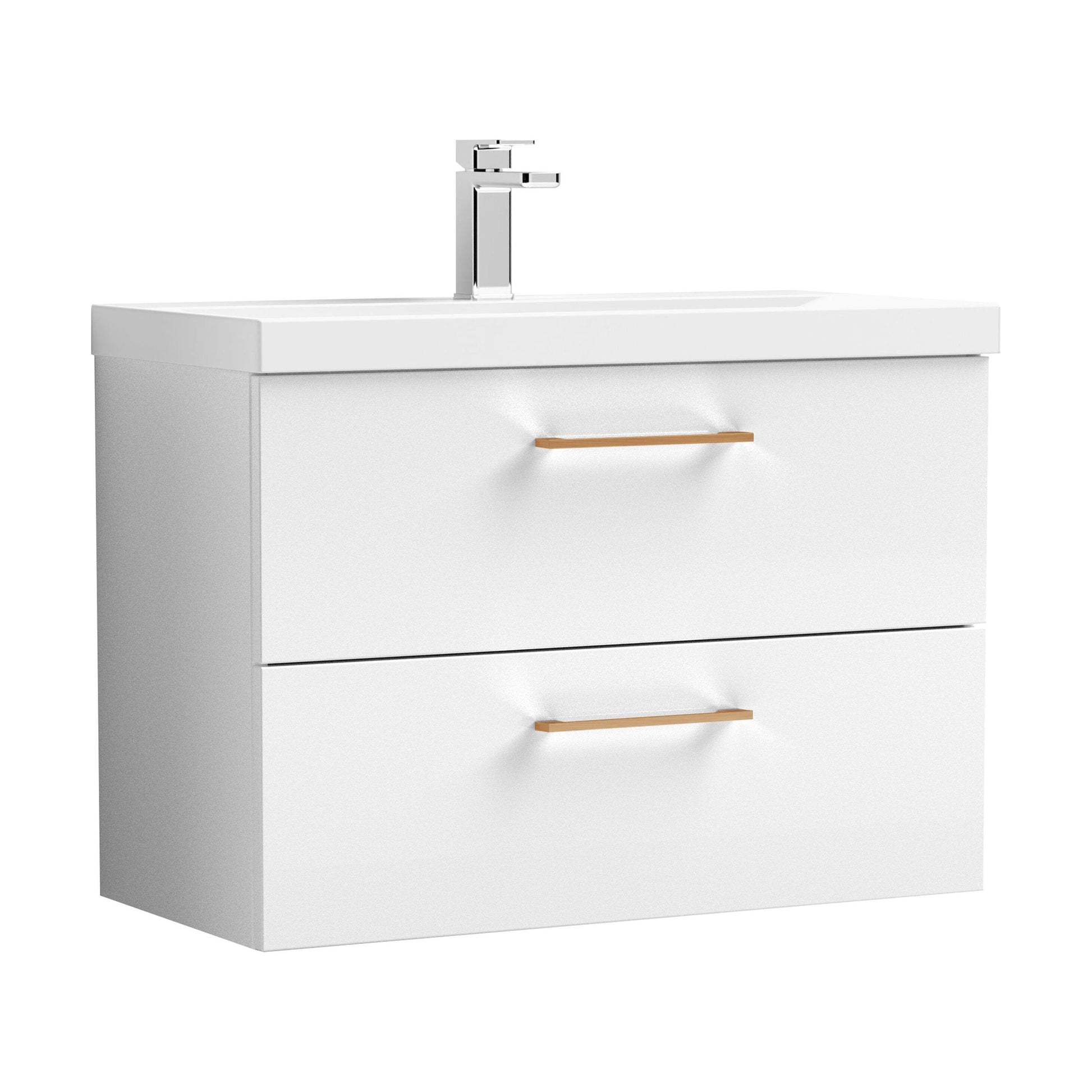 [BFLE126AH019] Bramshall Wall Hung 2 Drawer Vanity Unit with Mid-Edge Ceramic Basin - Choice of Colour, Handle Finish and Size - Cutout