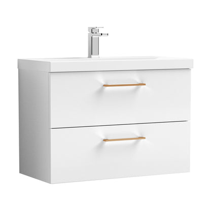 [BFLE126AH019] Bramshall Wall Hung 2 Drawer Vanity Unit with Mid-Edge Ceramic Basin - Choice of Colour, Handle Finish and Size - Cutout